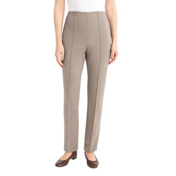Chico's Size 0 (X-Small} Taupe Straight Leg Stretch Pants Raised Front Seams Zip - Picture 1 of 10
